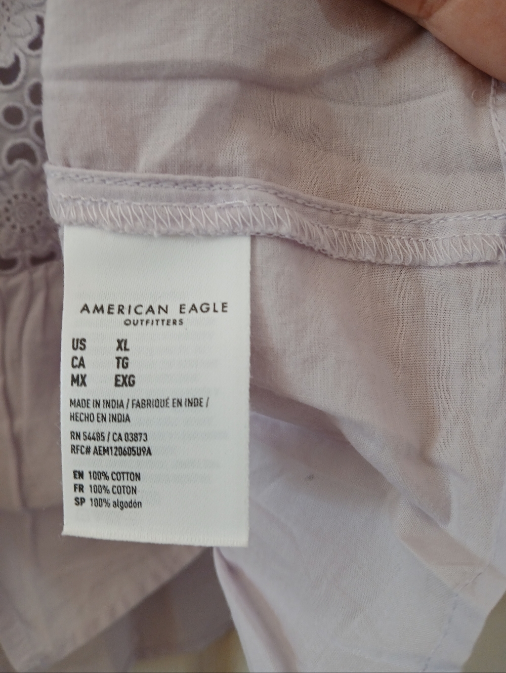 American Eagle Soft Purple 100% Cotton Flutter Sleeve Peplum Top Size XL Peasant - Picture 10 of 12